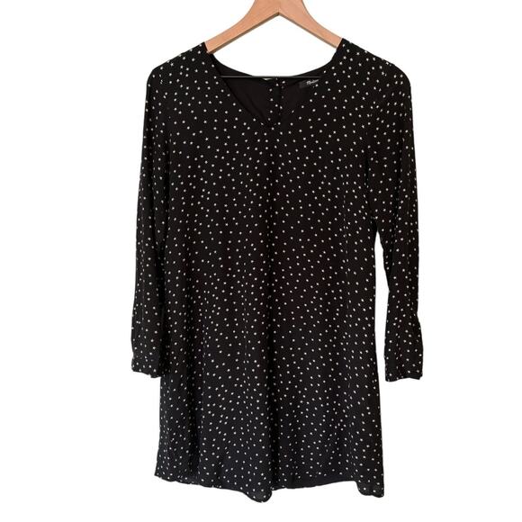 Madewell Star Print Silk Dress XXS Black Short - Picture 3 of 11